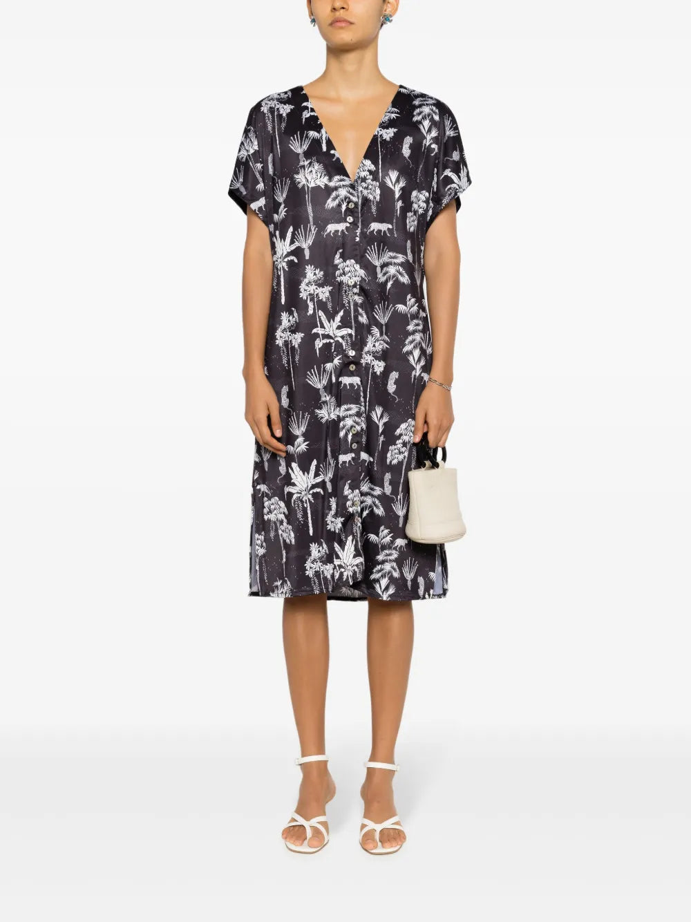 Artemis Botanical-Print Midi Dress