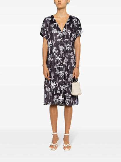 Artemis Botanical-Print Midi Dress