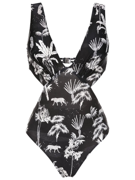 Alecis Graphic-Print Cut-Out One-Piece