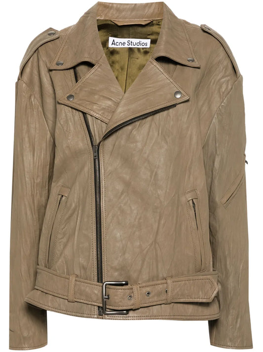 Crinkled-Finish Biker Jacket