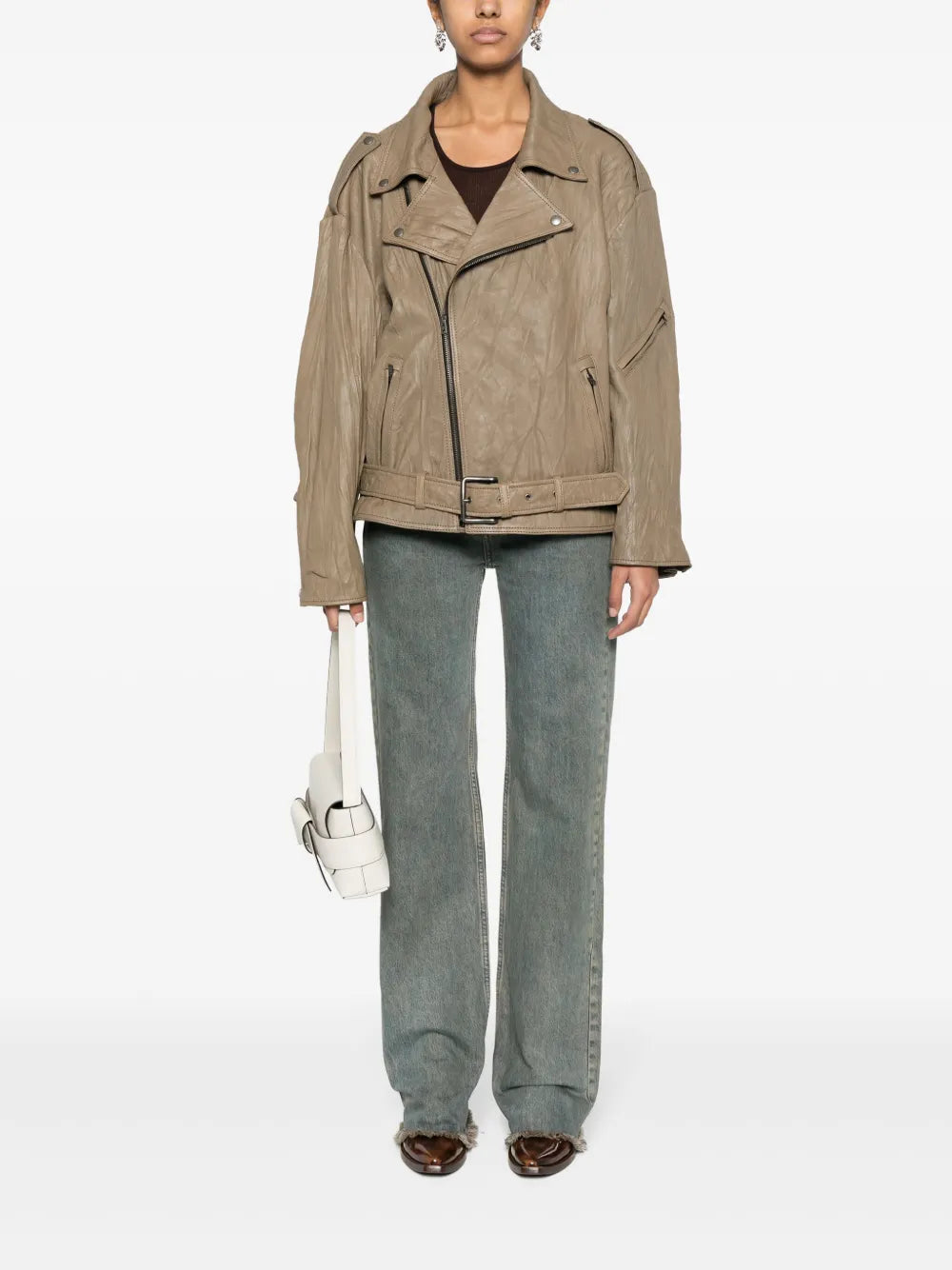 Crinkled-Finish Biker Jacket