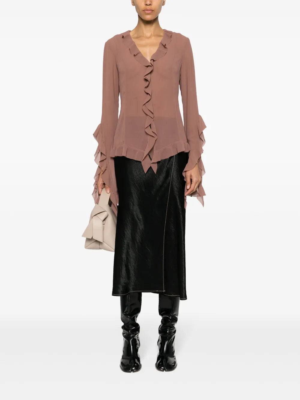 Satin Wrap Midi Skirt