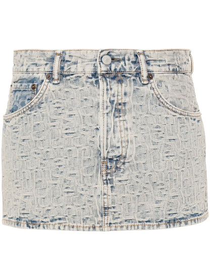 Monogram-Jacquard Low-Rise Denim Skirt