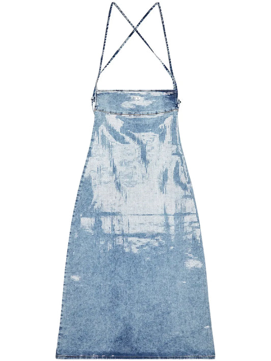 De-Held S Open-Back Denim Midi Dress