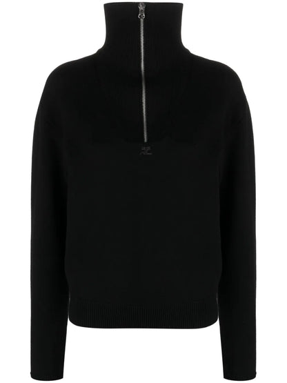 Logo-Patch Half-Zip Jumper