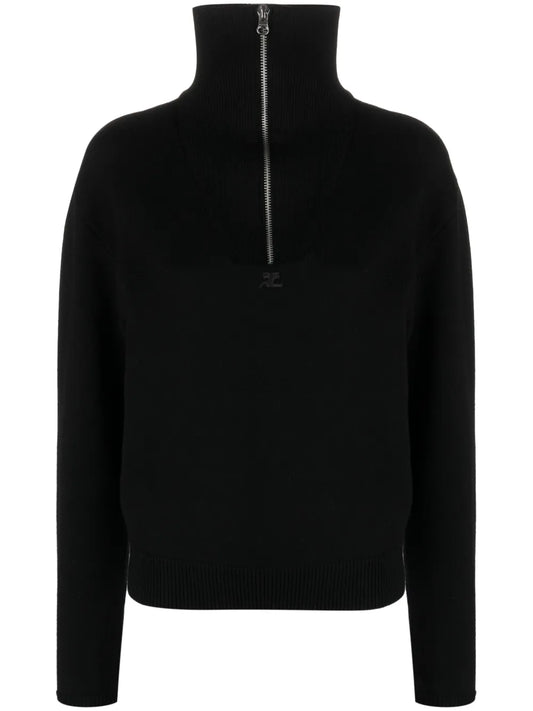 Logo-Patch Half-Zip Jumper