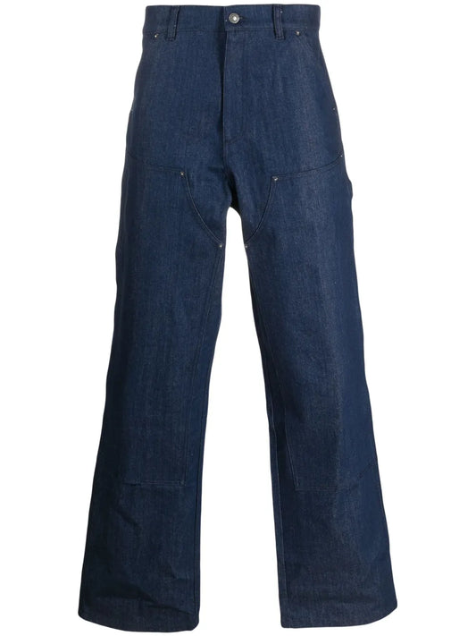 Stud-Embellished Wide-Leg Jeans