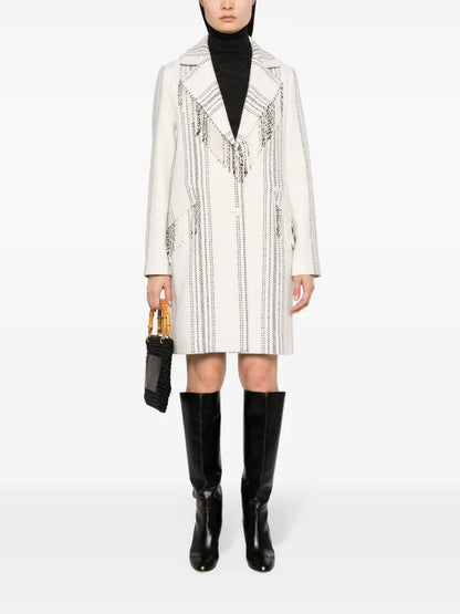 Jacquard Fringed Coat