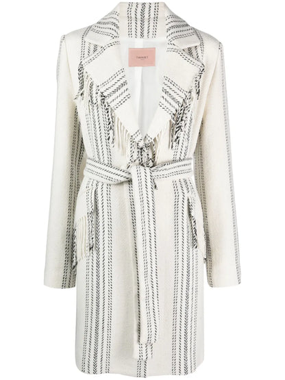 Jacquard Fringed Coat