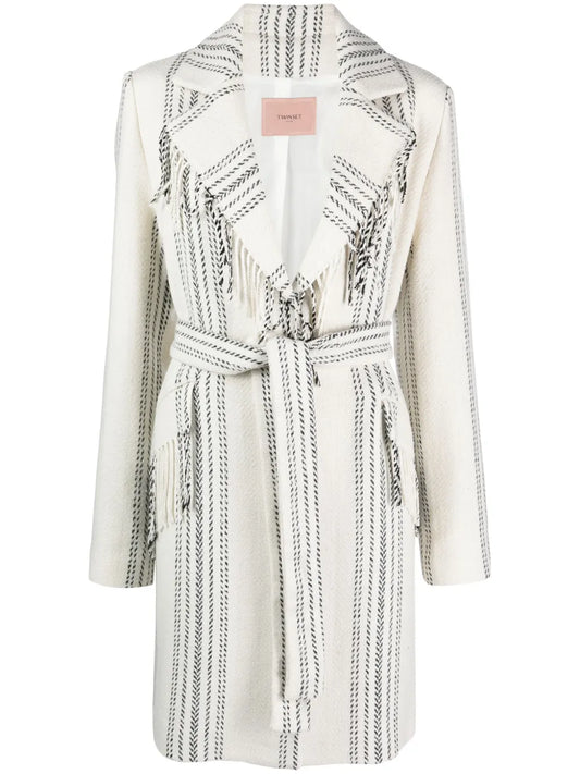 Jacquard Fringed Coat