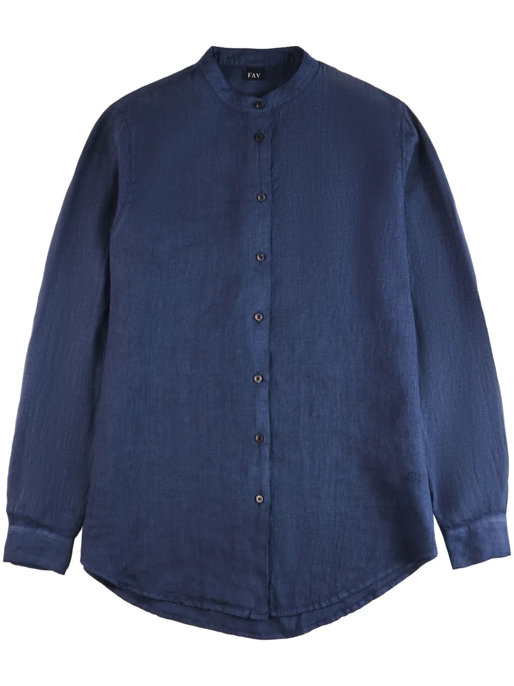 Band-Collar Linen Shirt