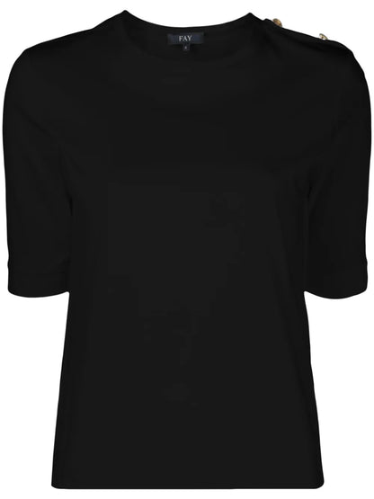 Epaulettes-Detailed Piqué-Weave T-Shirt