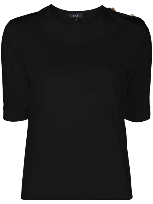 Epaulettes-Detailed Piqué-Weave T-Shirt