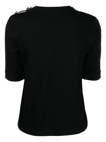 Epaulettes-Detailed Piqué-Weave T-Shirt
