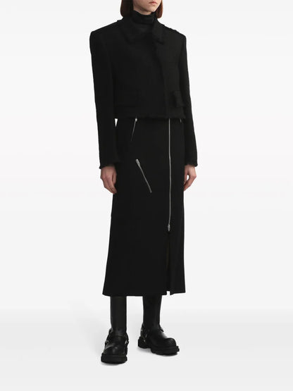 High-Waisted Zipped Midi Skirt