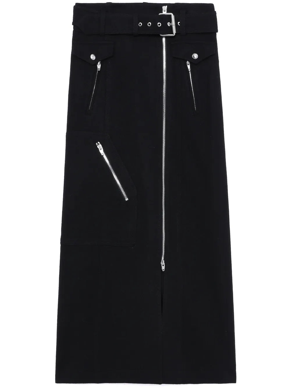 High-Waisted Zipped Midi Skirt
