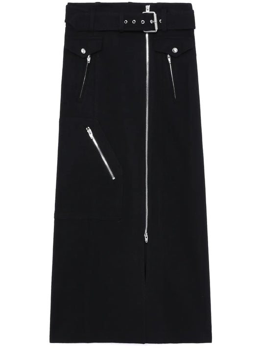 High-Waisted Zipped Midi Skirt