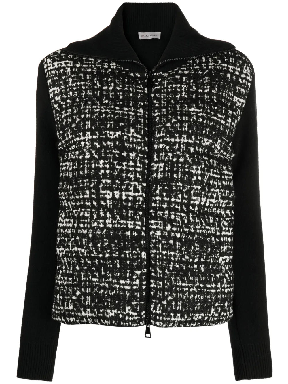 Padded Tweed-Panelled Wool Jacket