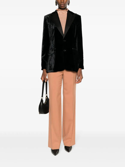 Satin-Trim Single-Breasted Velvet Blazer