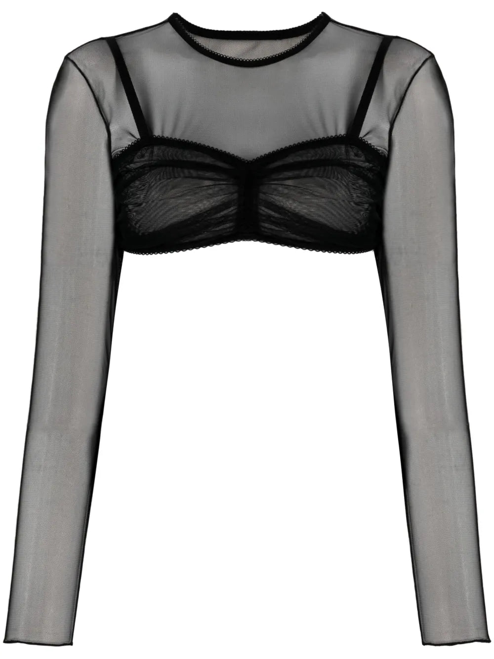 Semi-Sheer Construction Cropped Top