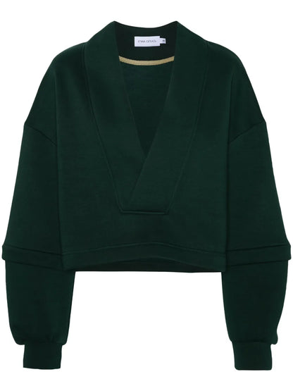 V-Neck Cotton-Blend Sweatshirt