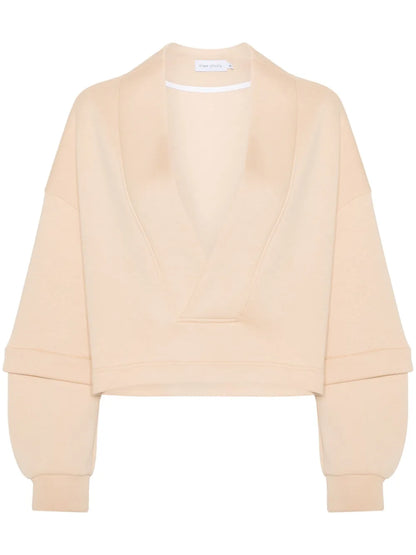 V-Neck Cotton-Blend Sweatshirt