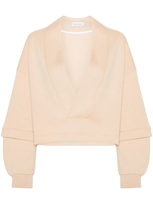 V-Neck Cotton-Blend Sweatshirt