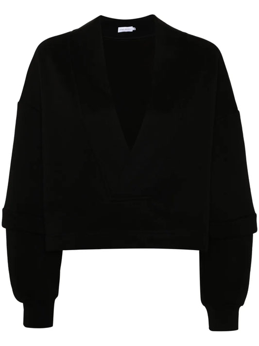 V-Neck Cotton-Blend Sweatshirt