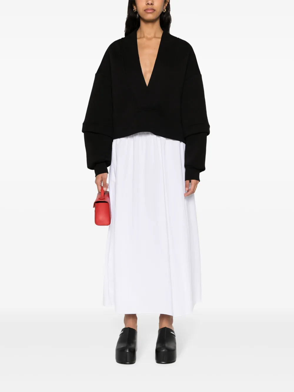 V-Neck Cotton-Blend Sweatshirt
