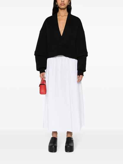 V-Neck Cotton-Blend Sweatshirt