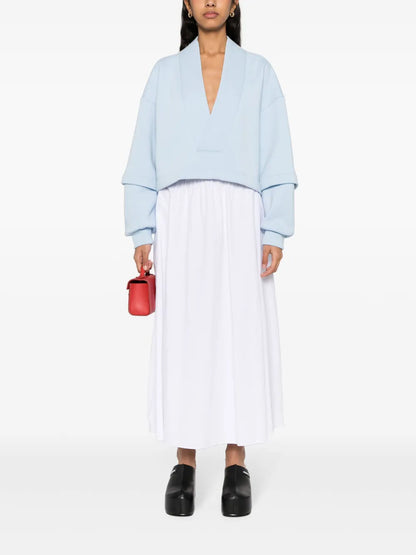 V-Neck Cotton-Blend Sweatshirt