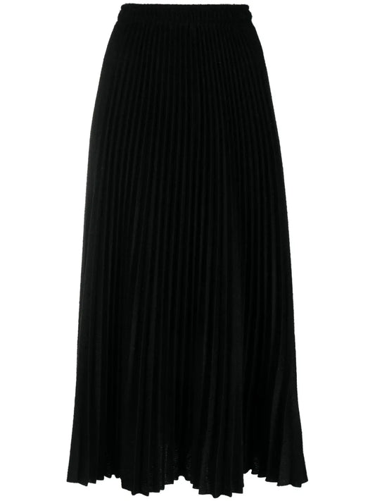 High-Waisted Pleated Midi Skirt
