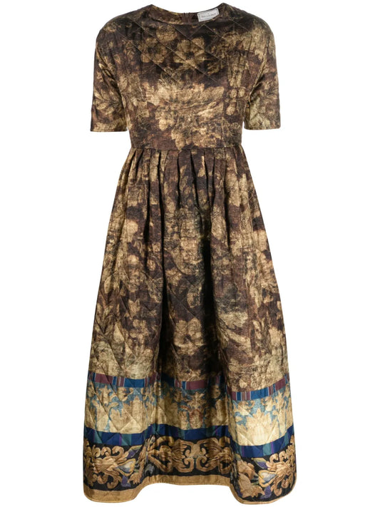 Floral-Print Flared Midi Dress