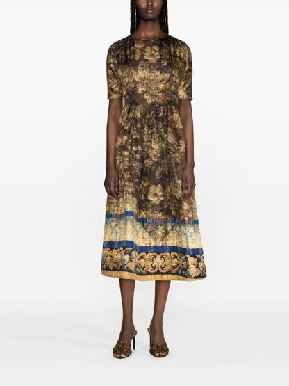 Floral-Print Flared Midi Dress