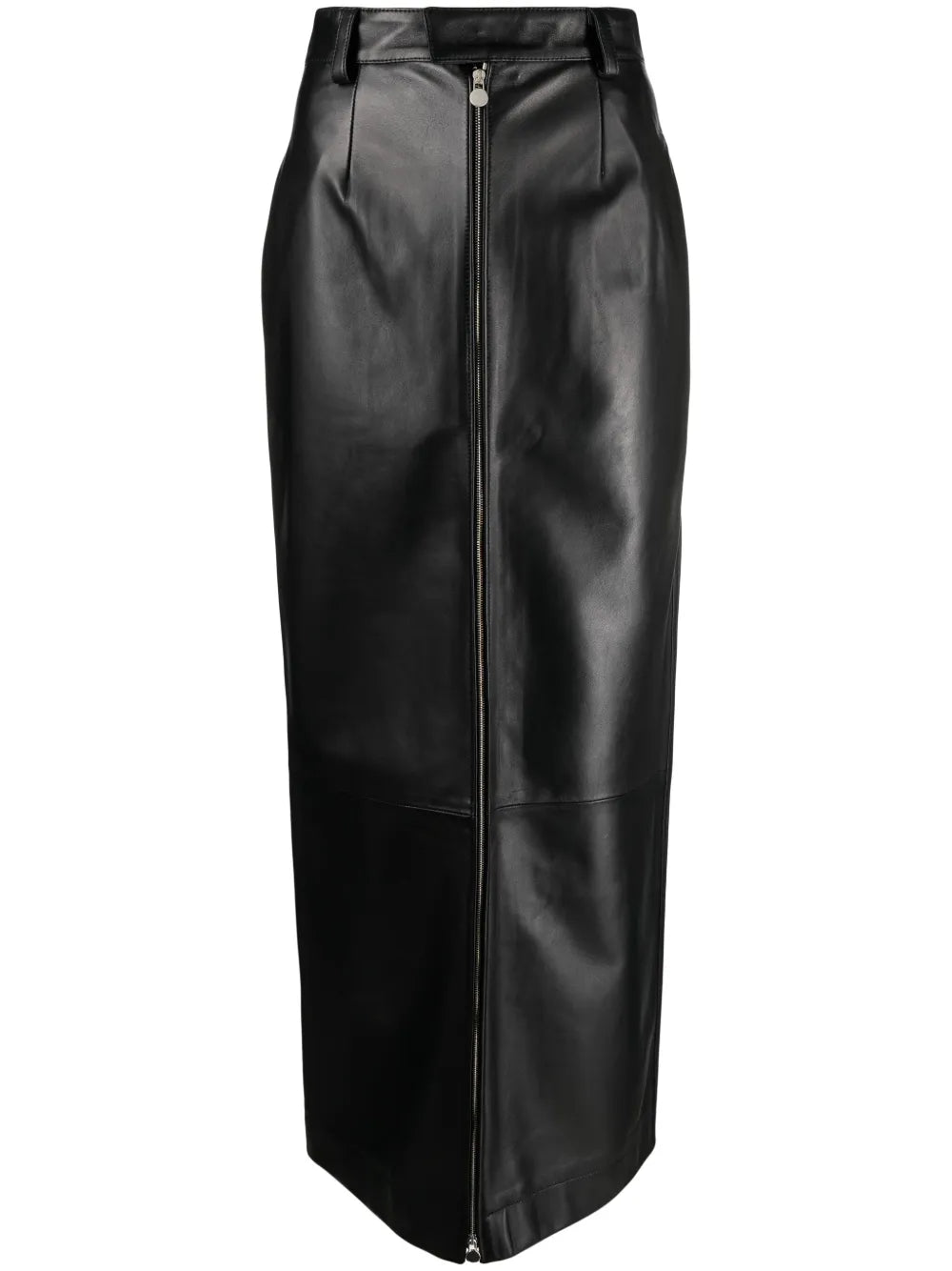 Zip-Up Leather Maxi Skirt