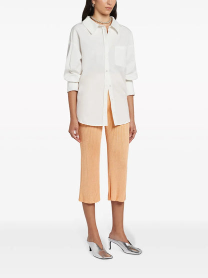 Ribbed-Panel Cropped Trousers