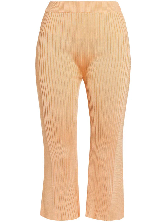 Ribbed-Panel Cropped Trousers