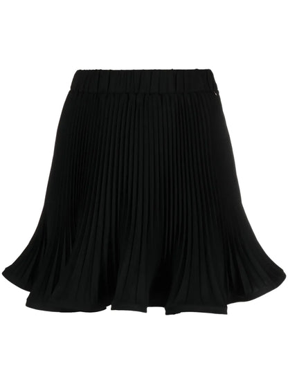 Elasticated-Waist Pleated Miniskirt