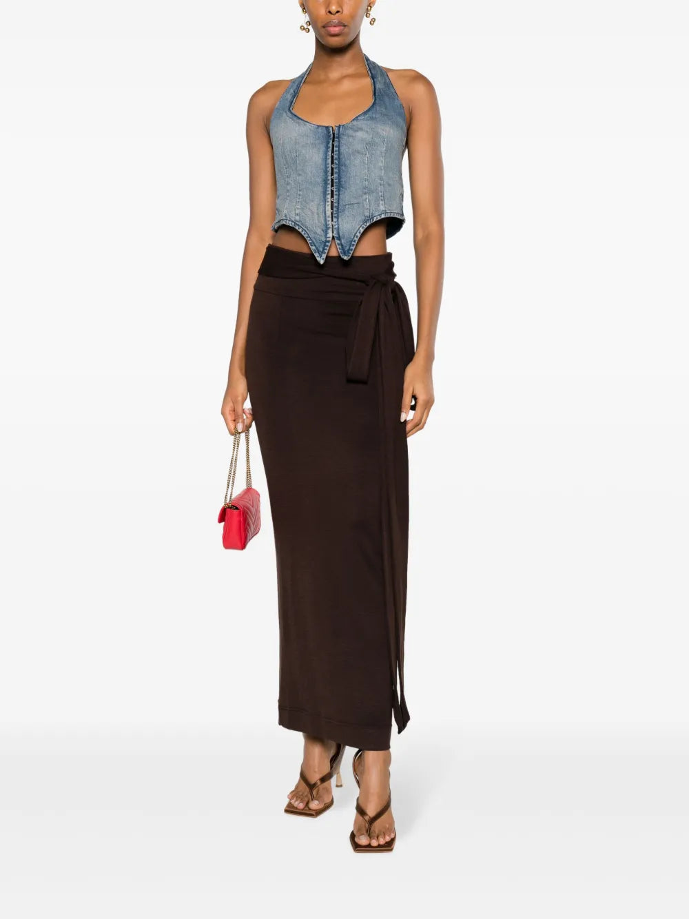 Belted Virgin-Wool Blend Maxi Skirt