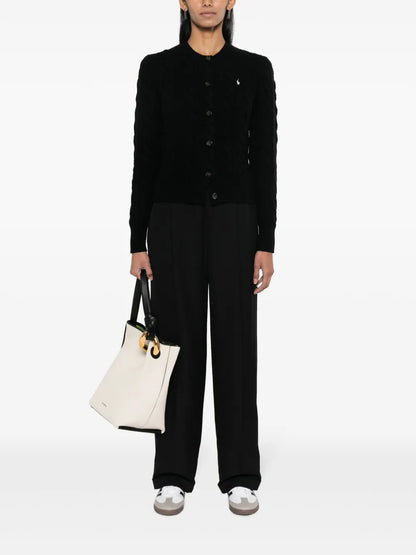 Polo Pony-Embroidered Cable-Knit Cardigan