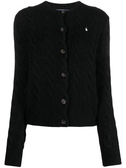 Polo Pony-Embroidered Cable-Knit Cardigan