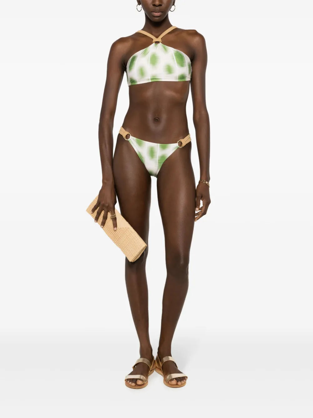Abstract-Print Rope-Detail Bikini Bottoms