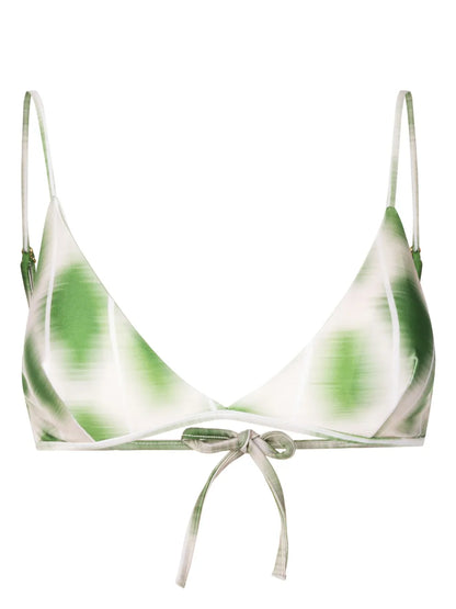 Abstract-Print Triangle-Cup Bikini Top