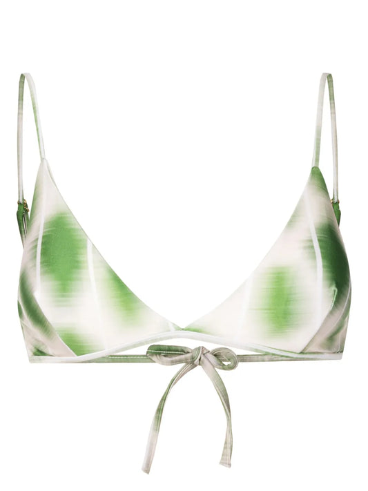 Abstract-Print Triangle-Cup Bikini Top