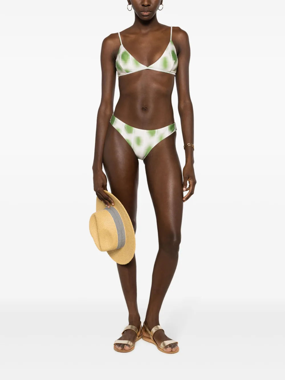 Abstract-Print Triangle-Cup Bikini Top
