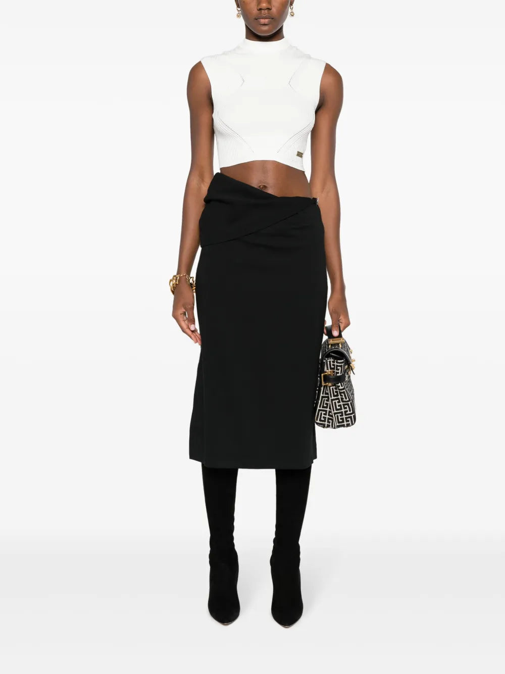 Logo-Plaque Knitted Crop Top