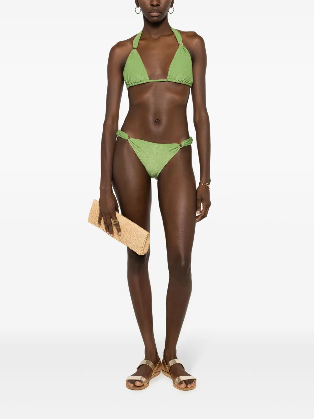 Textured Gathered Bikini Bottoms
