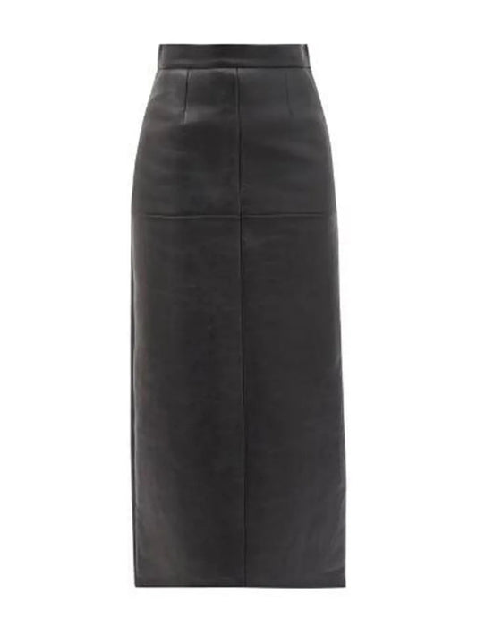 Panelled Leather Midi Skirt