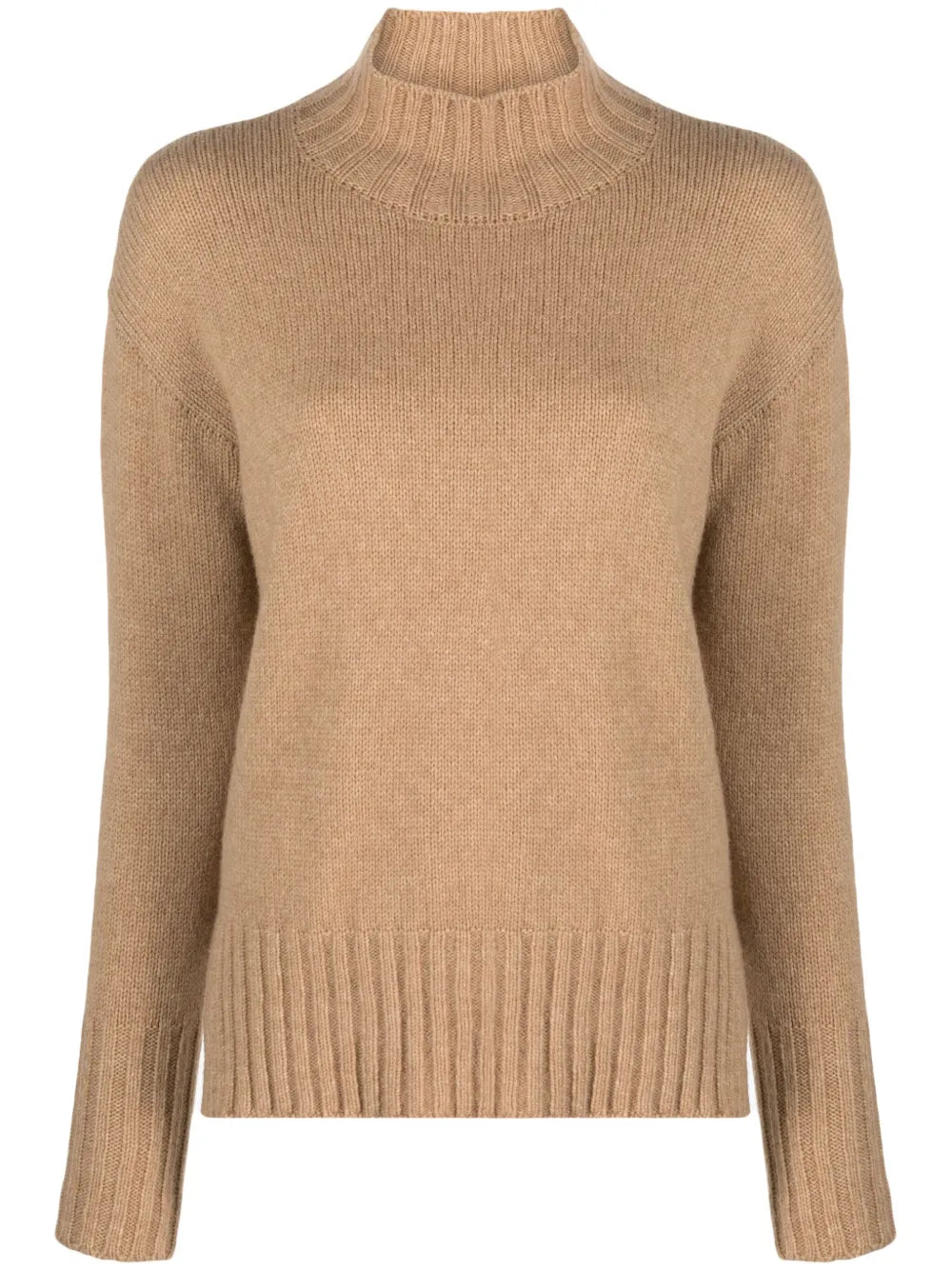 Ribbed-Panel Mock-Neck Jumper