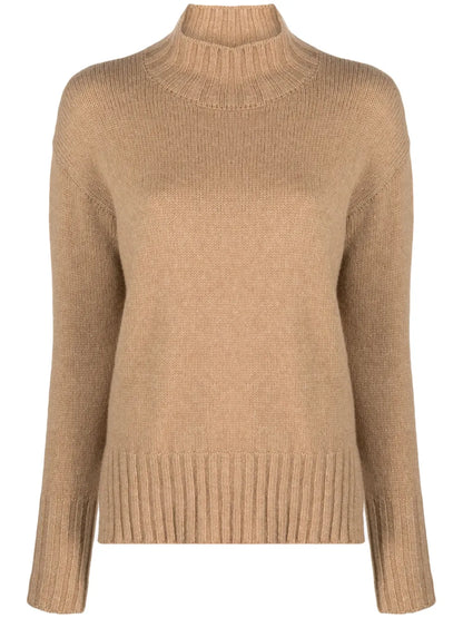 Ribbed-Panel Mock-Neck Jumper